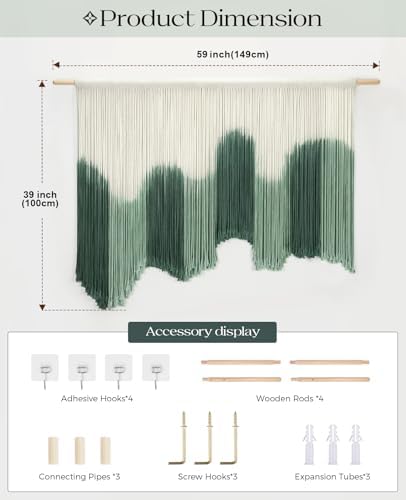 Tempospark Large Macrame Wall Hanging, Boho Wall Art Tapestry for Above Bed - Image 5