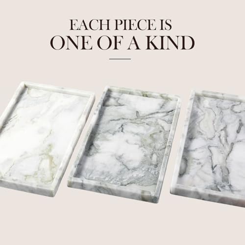 Koville Natural Marble Tray, 12x8“ Coffee Table Vanity/Decorative Tray for Jewerly, Watch, Perfume Candle Storage for Bedroom/Bathroom/Kitchen Countertop - Image 5