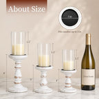 Candeldo White Wooden Hurricane Candle Holders for Pillar, Farmhouse Decor - Image 3