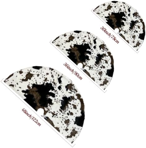 Christmas Tree Skirt 60 inch Cows Print Tree Skirts White and Black Faux Fur for Holiday Party Decoration - Image 4