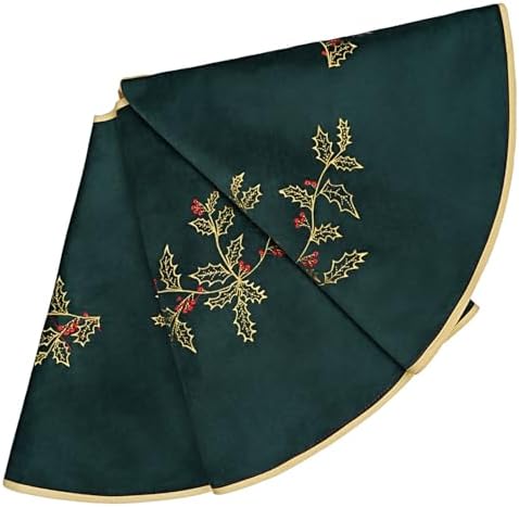 Green Christmas Tree Skirt Velvet 36 Inch - Dark Green Xmas Decorations - Image 2