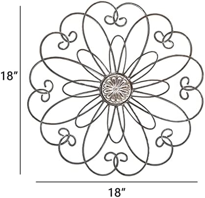 YiLifebes Metal Flower Wall Decor, 18”x18” Metal Floral Scroll Wall Art, Iron Wall Decoration Sculpture for Living Room Bedroom Bathroom Outdoor Garden, (Flower A) - Image 3