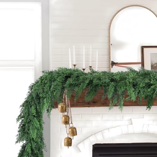Hananona 6 FT Christmas Garland, 2 Pcs Real Touch Cedar Garlands - Image 6