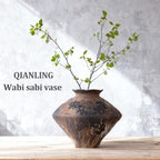 Wabi Sabi Rusty Vintage Vase, 11.4" Tall Wabi Sabi Decor Rustic Farmhouse Pottery Vase for Centerpiece, Textured Pottery Flower Vases for Home Decorative, Table, Living Room (Black Brown, Large) - Image 3