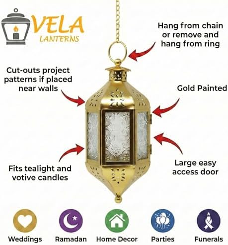 Vela Lanterns Decorative Indoor Hanging Candle Holder, Cobalt Blue, 3-Pack - Image 6