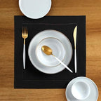 Solino Home 100% Pure Linen Placemats Black Hemstitch, 14 x 14 in, Set of 4 - Image 2