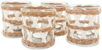 Pack 4 White Woven Rattan Tealight Candle Holders Candle Lantern - Coastal Tropical Glass Tea Light Holder Hurricane, Natural Seagrass Boho Hand Woven Votive Candle Holder - Image 7