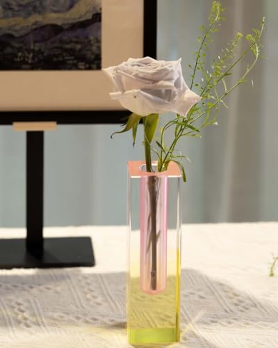 5 Pcs Acrylic Vase Set, Bud Vase for Centerpieces, Maximalist Decor Cute Flowers Vases for Modern Home, Office, Bedroom, Living Room, Dining Table (Pink, Purple, Green, Blue, Yellow) - Image 4