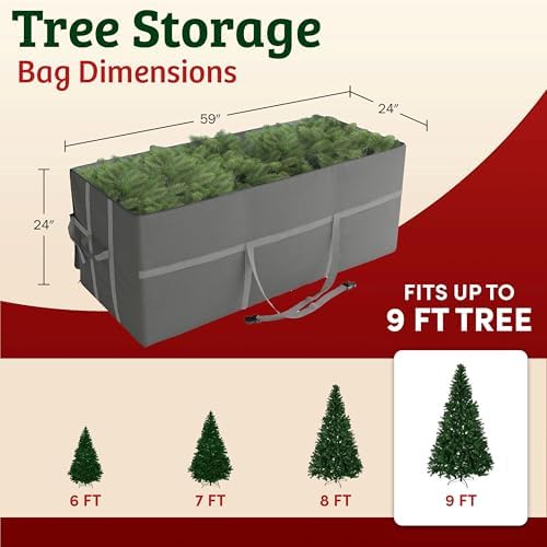 Christmas Tree Storage Bag - Storage Bags for 9FT Disassembled Artificial Trees, Seasonal Decor, Packing, Moving, and Home Storage by Elf Stor (Gray) - Image 3
