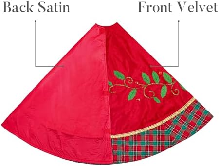 Valery Madelyn 60" Red Green Gold Christmas Tree Skirt for Tree Decorations - Image 5