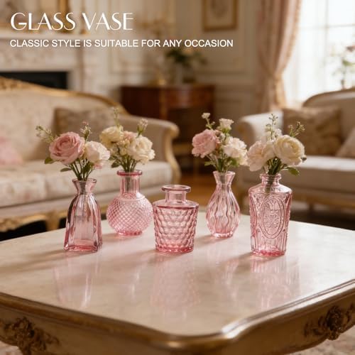 Petal Petite Small Pink Glass Bud Vase Set of 24 for Wedding Centerpieces - Image 4