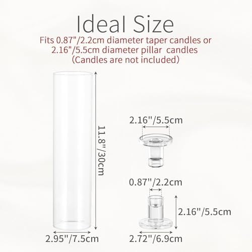 Hurricane Glass Candle Holders: 11.8" Tall Cylinder Cover Set of 6 - Image 4