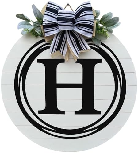 Wood front door sign Wood sign Home decor Welcome sign Sign for front door House warming gift Wedding gift (Single Letter-UV048(A1) S007, 18" Width) by Unknown