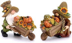 Valery Madelyn Fall Decorations for Home, 2 Pcs Fall Gnomes Decor for Table Indoor Outdoor, Resin Thanksgiving Decorations Garden Pumpkins Figurines for Autumn Harvest Porch Tiered Tray Mantel, 4" by ValeryMadelyn