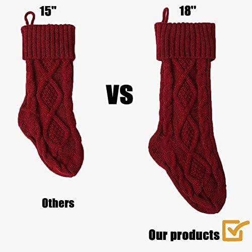 Fesciory Christmas Stockings 6 Pack, 18 Inch Large Cable Knit Xmas Decor - Image 6