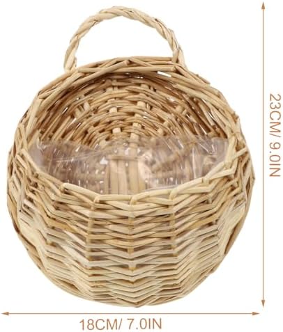 Toddmomy 2 Pack Woven Wicker Hanging Basket 9 Inch Wall Planter - Image 5
