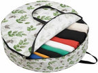 Botanical Country Round Storage Bag 24 Inch, Green Eucalyptus Leaves White Background Clothes Storage Container with Handles Heavy Duty Organizer for Comforter, Bedding & Holiday Wreaths by Unknown