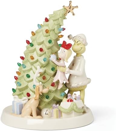 Lenox Dr. Seuss Grinch Trimming the Tree Light-Up Christmas Figurine by Lenox