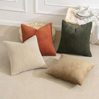 MIULEE Fall Corduroy Decorative Throw Pillow Covers Rust-Olive Green 18x18 - Image 4