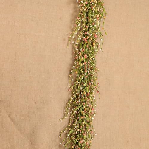 60" Pip Berry Garland - Artificial Spring and Summer Decorative Garland with Green Purple Cream Berries, Perfect for Front Door, Mantel, Centerpiece and Table Display Seasonal Décor - Image 2
