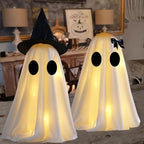Halloween Lighted Ghost Decorations Set of 2 – Spooky Cute Fabric Ghosts with LED Lamp for Indoor Tabletop, Mantel, Shelf, or DIY Creepy Holiday Displays - Image 3