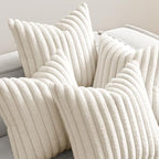 MIULEE Faux Fur Plush Decorative Throw Pillow Covers 20x20, Cream White - Image 2
