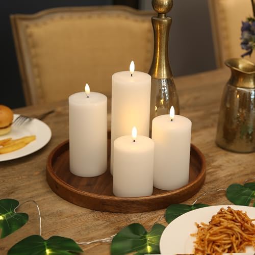 LUSHARBOR Flameless Candles, 4 Pack Battery Operated Candles with Remote, Real Wax LED Fake Candles with Timer Flickering for Christmas Wedding Home Party D3 H 5" 6" 7" 9" White - Image 5