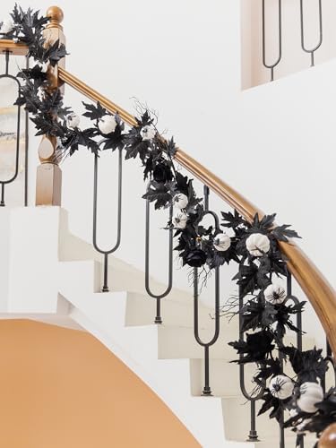MISSPIN 6FT Black Maples Leaf Garland, Halloween Fall Leaf Garland Artificial Hanging Black Maple Autumn Vine Fall Decor Maple Thanksgiving Halloween Home Decor - Image 5