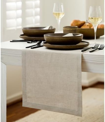 Solino Home 100% Pure Linen Table Runner Natural Woven, Fete 14 x 72 in - Image 2