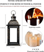 Lanterns Decorative Indoor&Outdoor, 14.4'' Large Black Square Hanging Lanterns, Vintage Metal Candle Holder for Outdoor Patio Front Door Porch Wedding Party Decor - Image 3