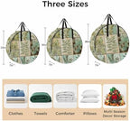 Leaves Round Storage Bag 24 Inch, Vintage Stitching Clothes Storage Container with Handles Heavy Duty Organizer for Comforter, Bedding & Holiday Wreaths - Image 7