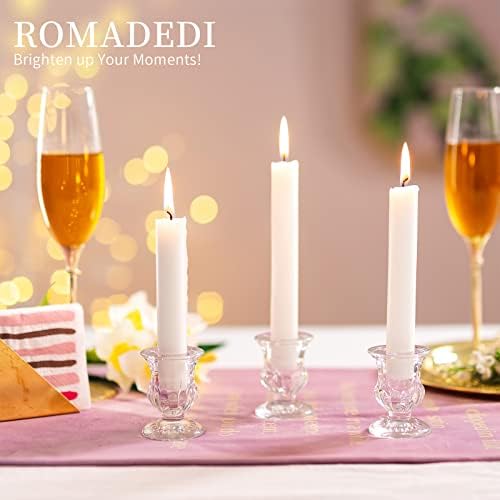 Romadedi Glass Taper Candle Holders, Clear, Pack of 20 - Image 3