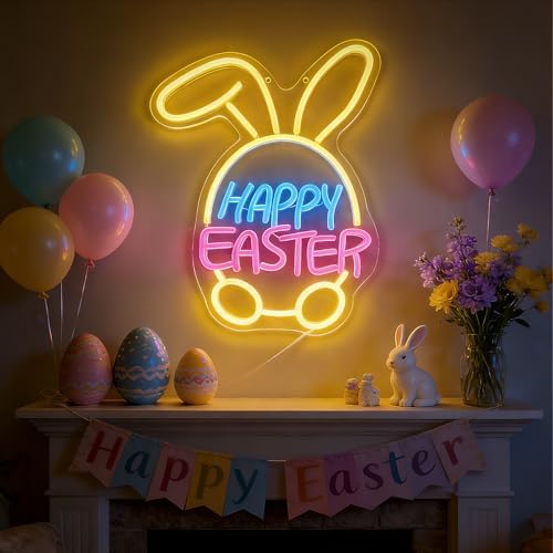 Easter Decorations LED Neon Sign - Happy Easter&Rabbit&Egg Window Lights - Image 6