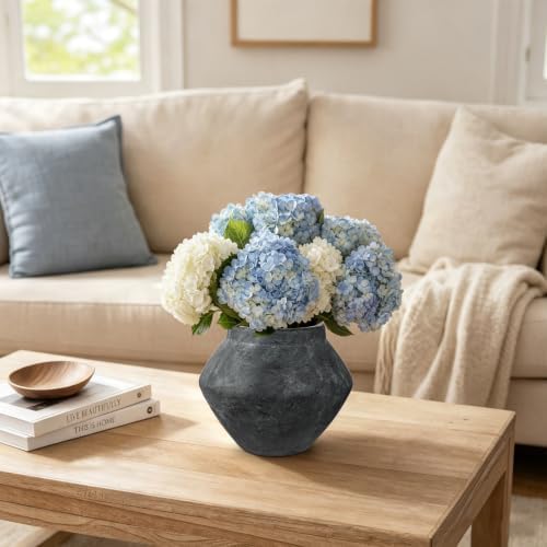 Briful Rustic Ceramic Vase 6'' Decorative Charcoal Farmhouse Table Vase - Image 4