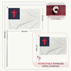 JRED 6 Pack Small Christian Flags on Stick, 12x18 Inch Handheld Christian Jesus Cross Stick Flag, with Retractable Stainless Steel Pole Safety Spear Top, for Easter, Thanksgiving - Image 3