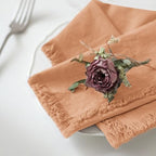 Handmade Cloth Napkins 100% Cotton Napkins with Fringe，Delicate Handmade Cloth Napkins for Dinners, Parties, Weddings and More，18 x 18 Inch Set of 12 - Caramel - Image 2