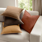 MIULEE Orange Boho Linen Decorative Pillow Covers 18x18 Inch Pack of 4 - Image 2
