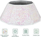 HarcoHome Glitter Christmas Tree Collar for 8ft Trees, 26.8" D Sparking Sequins Tree Skirt, Foldable Shiny Tree Ring, Handmade Tree Stand Base Cover for Xmas Tree Decoration (Pink Glitter) - Image 2