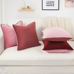 MONDAY MOOSE Decorative Throw Pillow Covers Cushion Cases, Set of 4 Soft Velvet Modern Double-Sided Designs, Mix and Match, Pillow Inserts Not Included (16x16 inch, Pink/Dark Pink) - Image 6