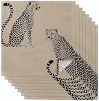 Black Wildlife Pattern Cloth Napkins Set of 8, Holiday Napkins for Baby Shower, Middle Century Leopard Print Beige Washable Reusable Dinner Napkin for Cocktail Wedding Party, 20 x 20 Inch by Boanket