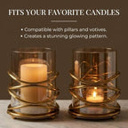 Decozen Candle Holder with Glass and Decorative Metal in Swirl Design for Home Decor Console Table Centerpiece Dining Living Room Bedroom Office Farmhouse Events Wedding Decorations - Set of 2 - Image 6