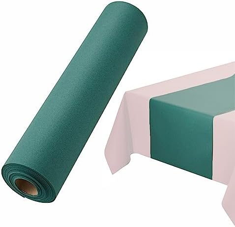 Disposable Table Runner for Christmas, Dining Table, 16" 20-Pack Linen-Like Green Paper Table Runners for Party, Wedding Or Event by BloominGoods