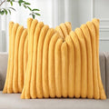 Pallene Faux Fur Decorative Throw Pillow Covers 24x24 Set of 2, Yellow by PALLENE