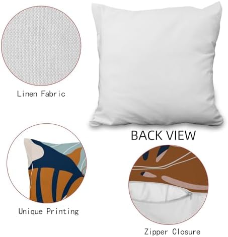 Abstract Palm Leaves Pillow Covers 22''x22'' Set of 4, Modern Geometric Line Pattern Cushion Covers Decorative Tropical Print Pillow Cases for Couch Sofa Bedroom Farmhouse Garden Patio - Image 7