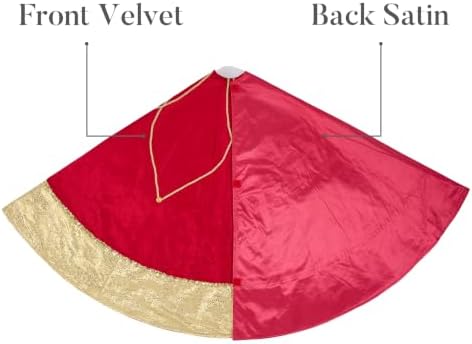 Valery Madelyn 72 Inch Red Gold Christmas Tree Skirt for Tree Decorations - Image 6