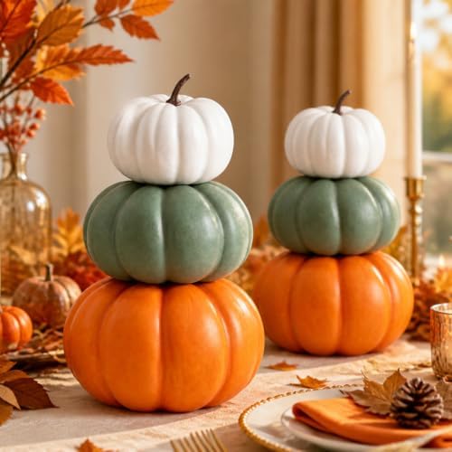 Marsui 2 Set 11.8'' Fall Stacked Pumpkins Decoration by Marsui