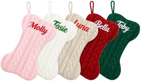 Personalized Dog Christmas Stockings, Custom Name Bone Shaped Pet Stocking by Ulicoprofessionalpersonalized