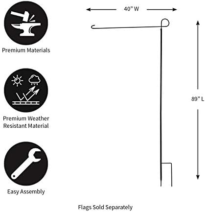 Evergreen Oversized Metal Outdoor Flag Stand 7-Feet Tall & 40-Inch Wide | Sturdy 5 lbs Solid Steel Black | Fits 3x5 and Smaller American Flag and Seasonal | Home Garden Planter House Décor - Image 2