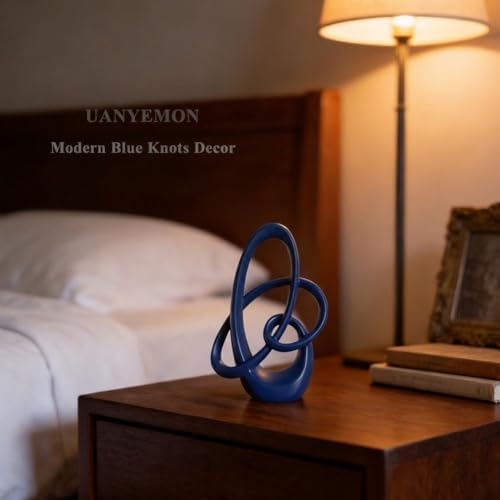 Modern Blue Knots Decor - 8.6" Resin Blue Knot Statue, Abstract Navy Art Sculpture Home Decor for Living Room, Coffee Table, Shelves, Entryway, Office Tabletop Accent, Decorative Knick Knacks Gift - Image 6