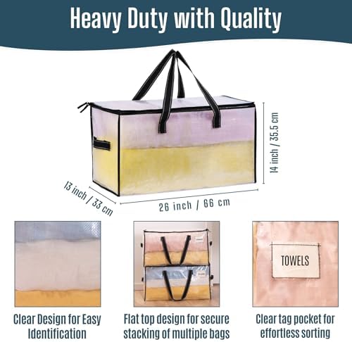 VENO Moving Bags, Storage Bags, Wide Open Top, Clear, 8 Pack - Image 4